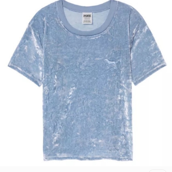 PINK Victoria's Secret Tops - PINK Victoria's Secret Luxe Velvet Cropped Tee Sz S